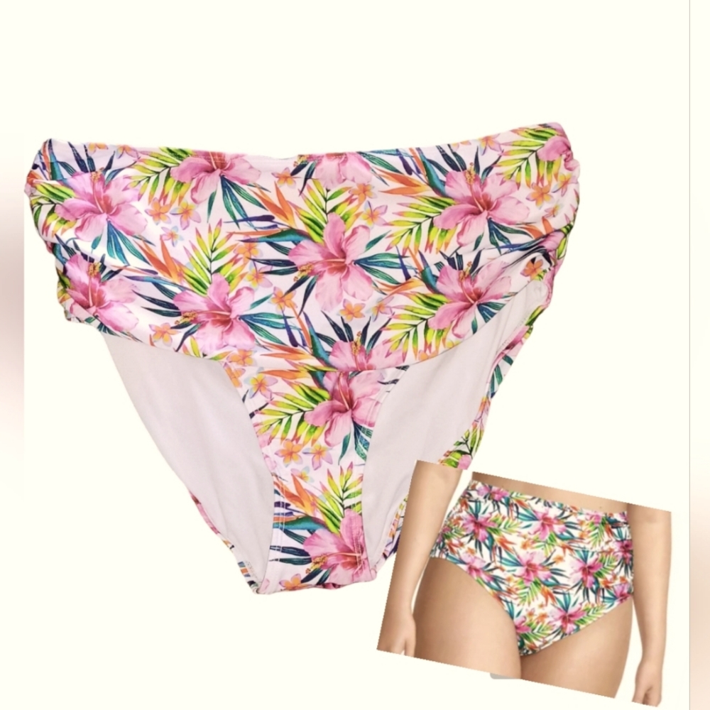 - - HIGH WAIST TROPICAL PRINT BIKINI BOTTOM by CATHERINE MALANDRINO**NEW**